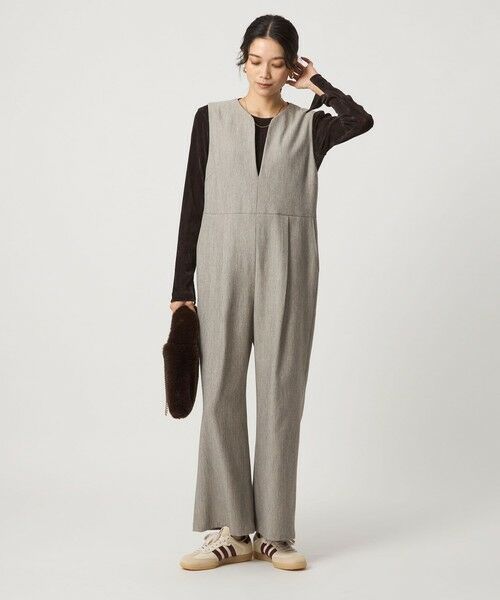 green label relaxing / グリーンレーベル リラクシング サロペット・オールインワン | ［size SHORT/TALLあり］ツイードライク キーネック オールインワン | 詳細13
