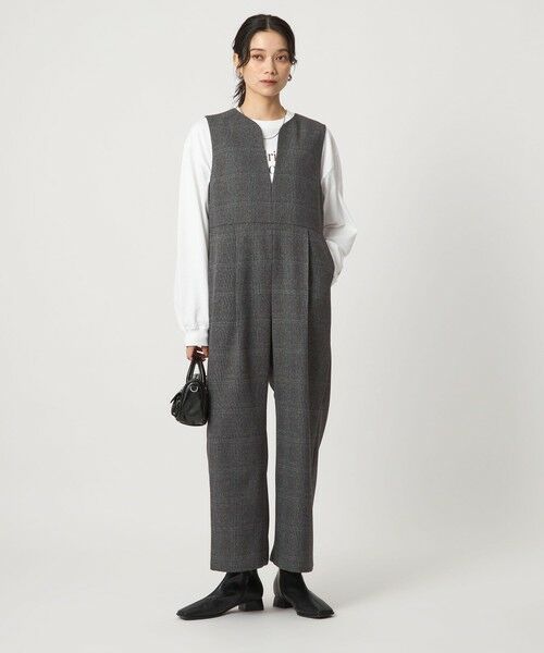 green label relaxing / グリーンレーベル リラクシング サロペット・オールインワン | ［size SHORT/TALLあり］ツイードライク キーネック オールインワン | 詳細23
