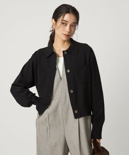 green label relaxing/グリーンレーベル リラクシング ポロニット カーディガン ウォッシャブル BLACK FREE green label relaxing/グリーンレーベル リラクシング ポロニット カーディガン ウォッシャブル BLACK FREE