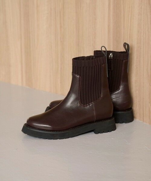 green label relaxing/グリーンレーベル リラクシング ストレッチ ショートブーツ(3cmヒール)撥水 DK. BROWN 21.5cm(XS)