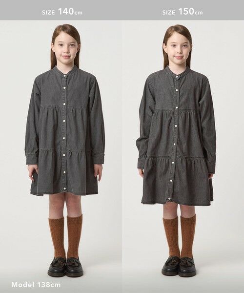 green label relaxing / グリーンレーベル リラクシング チュニック | デニム ティアード チュニック ワンピ / キッズ  100cm-160cm | 詳細4