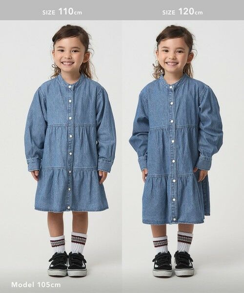 green label relaxing / グリーンレーベル リラクシング チュニック | デニム ティアード チュニック ワンピ / キッズ  100cm-160cm | 詳細14