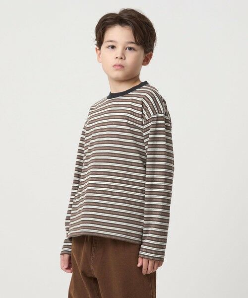 green label relaxing / グリーンレーベル リラクシング カットソー | マルチボーダー ロングスリーブ Tシャツ / キッズ 100cm-160cm | 詳細6