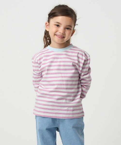 green label relaxing / グリーンレーベル リラクシング カットソー | マルチボーダー ロングスリーブ Tシャツ / キッズ 100cm-160cm | 詳細14
