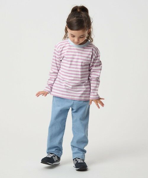 green label relaxing / グリーンレーベル リラクシング カットソー | マルチボーダー ロングスリーブ Tシャツ / キッズ 100cm-160cm | 詳細15