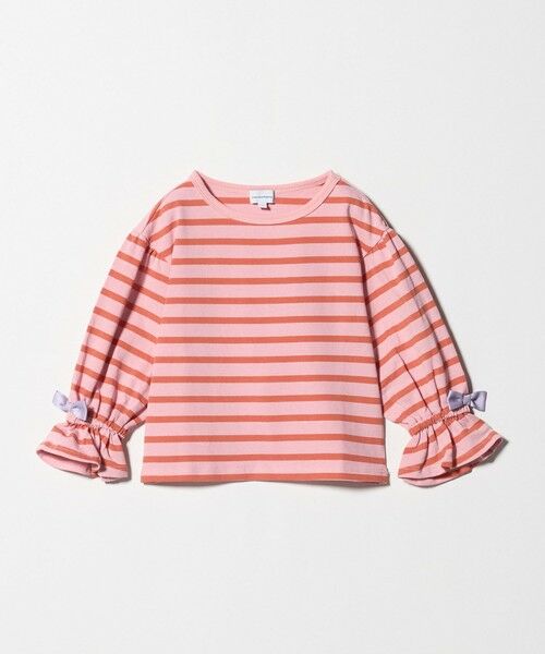 green label relaxing/グリーンレーベル リラクシング ボーダー キャンディスリーブ Tシャツ / キッズ 100cm-160cm◎ LT. PINK 140cm