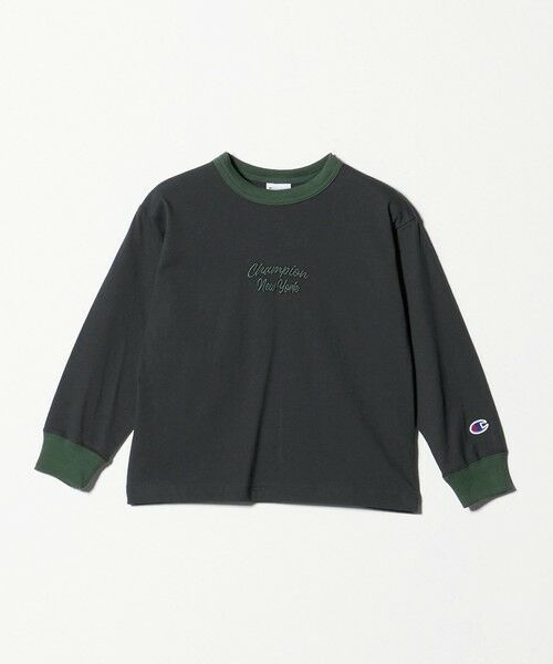 green label relaxing/グリーンレーベル リラクシング <Champion>ロングスリーブ Tシャツ / キッズ 110cm-130cm BLACK 120cm green label relaxing/グリーンレーベル リラクシング <Champion>ロングスリーブ Tシャツ / キッズ 110cm-130cm BLACK 120cm