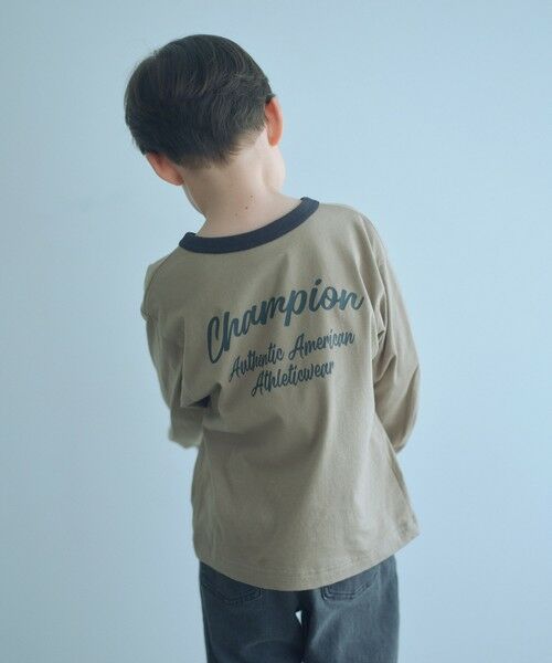 green label relaxing/グリーンレーベル リラクシング <Champion>ロングスリーブ Tシャツ / キッズ 110cm-130cm BEIGE 130cm green label relaxing/グリーンレーベル リラクシング <Champion>ロングスリーブ Tシャツ / キッズ 110cm-130cm BEIGE 130cm