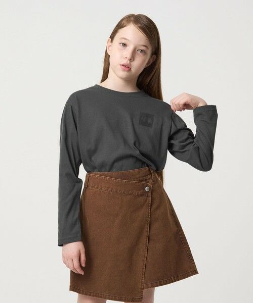 green label relaxing / グリーンレーベル リラクシング カットソー | ＜THE NORTH FACE＞ロングスリーブ スモールスクエア ロゴティー / キッズ  130cm-160cm | 詳細1