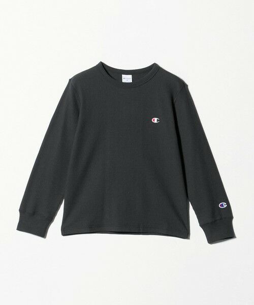 green label relaxing/グリーンレーベル リラクシング <Champion>ワッフル ロングスリーブTシャツ / キッズ 140cm-160cm BLACK 150cm green label relaxing/グリーンレーベル リラクシング <Champion>ワッフル ロングスリーブTシャツ / キッズ 140cm-160cm BLACK 150cm