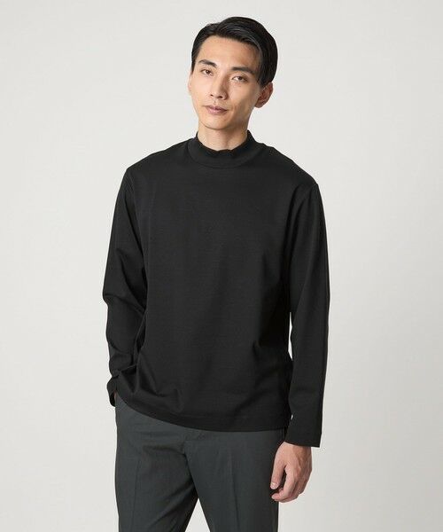 green label relaxing / グリーンレーベル リラクシング カットソー | L/A ポンチ モックネック カットソー -抗菌-(BLACK)