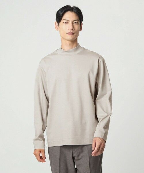 green label relaxing/グリーンレーベル リラクシング L/A ポンチ モックネック カットソー -抗菌- BEIGE M