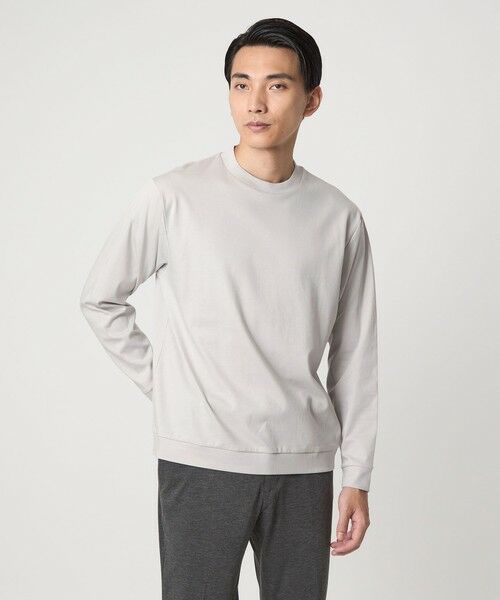 green label relaxing/グリーンレーベル リラクシング L/A ポンチ ビズ クルーネック カットソー -抗菌- LT. GRAY S