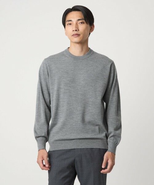green label relaxing/グリーンレーベル リラクシング Super 120's ハイゲージ クルーネック ニット MD. GRAY S green label relaxing/グリーンレーベル リラクシング Super 120's ハイゲージ クルーネック ニット MD. GRAY S