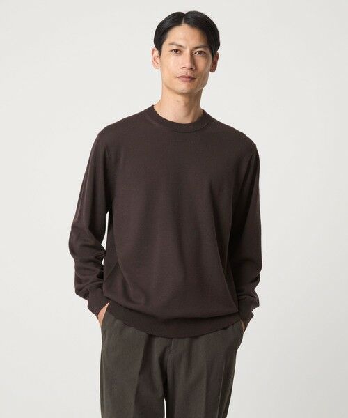 green label relaxing/グリーンレーベル リラクシング Super 120's ハイゲージ クルーネック ニット DK. BROWN L green label relaxing/グリーンレーベル リラクシング Super 120's ハイゲージ クルーネック ニット DK. BROWN L