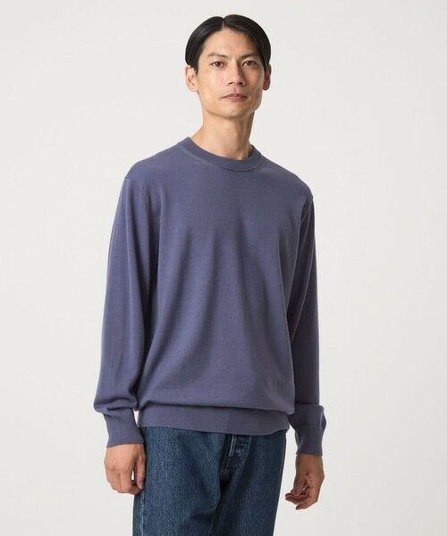 green label relaxing/グリーンレーベル リラクシング Super 120's ハイゲージ クルーネック ニット PURPLE L green label relaxing/グリーンレーベル リラクシング Super 120's ハイゲージ クルーネック ニット PURPLE L
