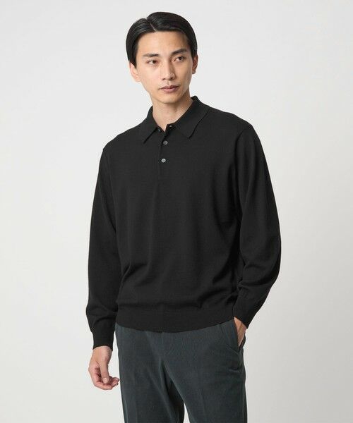 green label relaxing/グリーンレーベル リラクシング Super 120's ハイゲージ ニット ポロシャツ BLACK M green label relaxing/グリーンレーベル リラクシング Super 120's ハイゲージ ニット ポロシャツ BLACK M