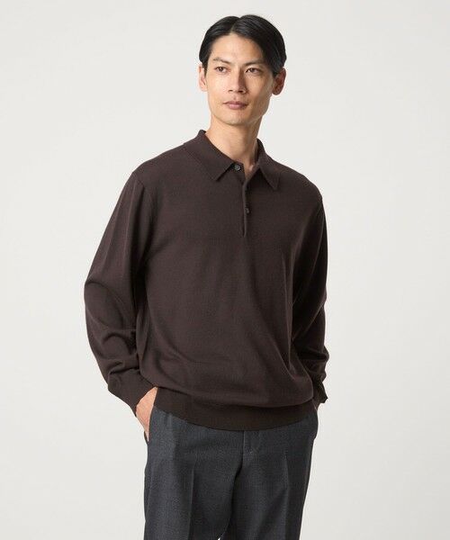 green label relaxing/グリーンレーベル リラクシング Super 120's ハイゲージ ニット ポロシャツ DK. BROWN L green label relaxing/グリーンレーベル リラクシング Super 120's ハイゲージ ニット ポロシャツ DK. BROWN L