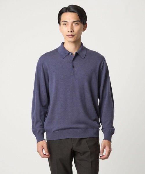 green label relaxing/グリーンレーベル リラクシング Super 120's ハイゲージ ニット ポロシャツ PURPLE L green label relaxing/グリーンレーベル リラクシング Super 120's ハイゲージ ニット ポロシャツ PURPLE L