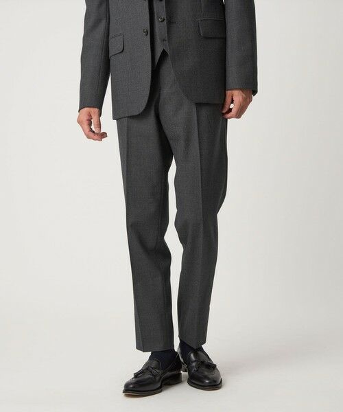 green label relaxing/グリーンレーベル リラクシング A+ TWPU バーズアイ スリム アジャスター スラックス -ウォッシャブル・ストレッチ- DK. GRAY XL