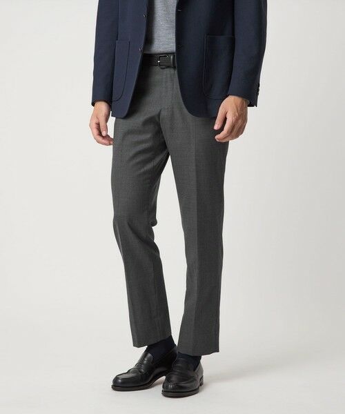 green label relaxing/グリーンレーベル リラクシング TW サキソニー アジャスター スリム スラックス -ウォッシャブル・ストレッチ- MD. GRAY M