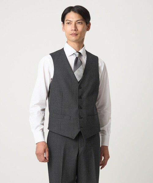 green label relaxing/グリーンレーベル リラクシング A+ TWPU バーズアイ 5B スリム ベスト -ウォッシャブル- DK. GRAY L