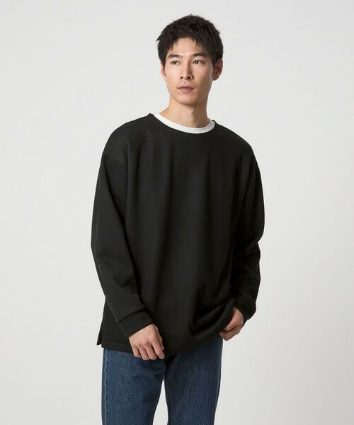 green label relaxing/グリーンレーベル リラクシング ハーフゲージ ダブルフェイス ノーカラー カットソー BLACK M green label relaxing/グリーンレーベル リラクシング ハーフゲージ ダブルフェイス ノーカラー カットソー BLACK M