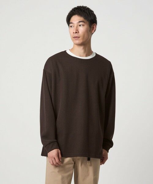 green label relaxing/グリーンレーベル リラクシング ハーフゲージ ダブルフェイス ノーカラー カットソー DK. BROWN S green label relaxing/グリーンレーベル リラクシング ハーフゲージ ダブルフェイス ノーカラー カットソー DK. BROWN S