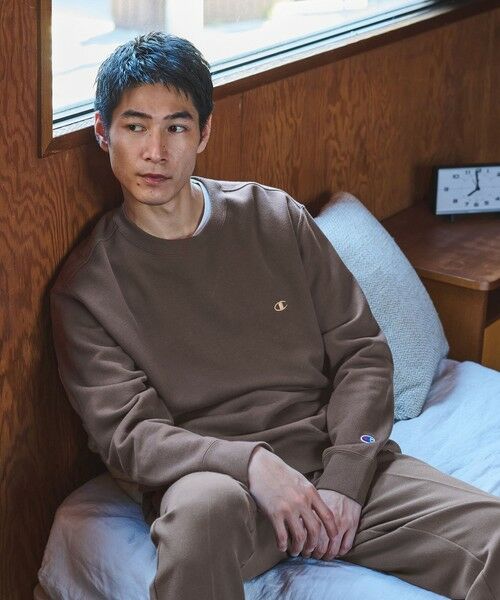green label relaxing/グリーンレーベル リラクシング 【別注】<Champion>クルーネック 長袖 スウェット DK. BROWN L green label relaxing/グリーンレーベル リラクシング 【別注】<Champion>クルーネック 長袖 スウェット DK. BROWN L