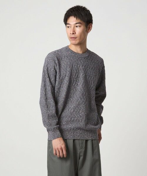 green label relaxing/グリーンレーベル リラクシング ジグザグ ミックス クルーネック ニット DK. BROWN M green label relaxing/グリーンレーベル リラクシング ジグザグ ミックス クルーネック ニット DK. BROWN M