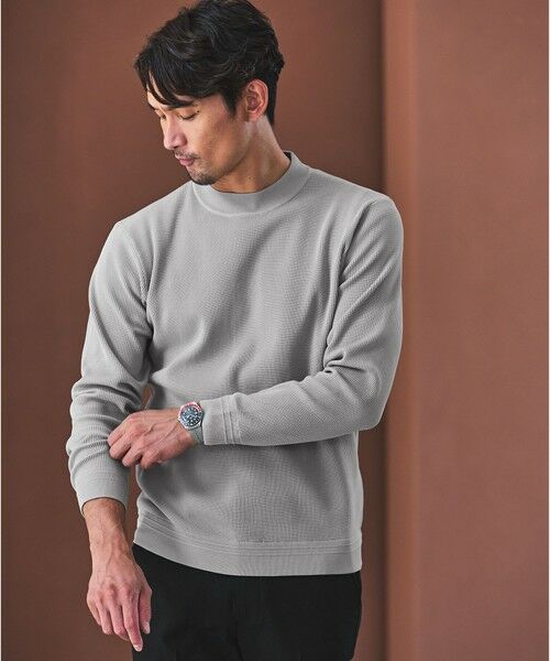 green label relaxing/グリーンレーベル リラクシング 【WEB限定】JUST fit デイリー アゼ モックネック ニット LT. GRAY XL