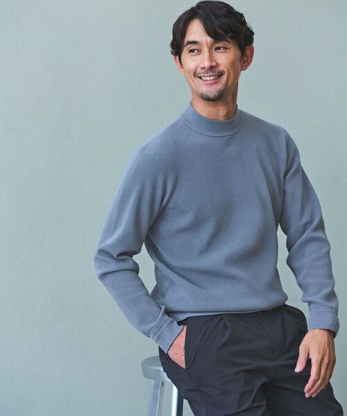 green label relaxing/グリーンレーベル リラクシング 【WEB限定】JUST fit デイリー アゼ モックネック ニット LT. BLUE XL green label relaxing/グリーンレーベル リラクシング 【WEB限定】JUST fit デイリー アゼ モックネック ニット LT. BLUE XL