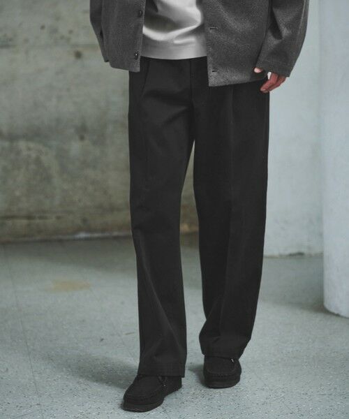 green label relaxing/グリーンレーベル リラクシング コットン チノ 1プリーツ W4 ワイドパンツ BLACK L green label relaxing/グリーンレーベル リラクシング コットン チノ 1プリーツ W4 ワイドパンツ BLACK L