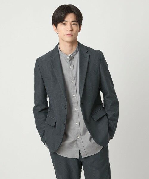 green label relaxing/グリーンレーベル リラクシング ピケ コーデュロイ ナロー ジャケット -ストレッチ- MD. GRAY S