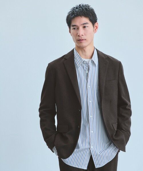 green label relaxing/グリーンレーベル リラクシング ウォッシャブル ホームスパン ナロー ジャケット -ストレッチ- DK. BROWN XXL green label relaxing/グリーンレーベル リラクシング ウォッシャブル ホームスパン ナロー ジャケット -ストレッチ- DK. BROWN XXL