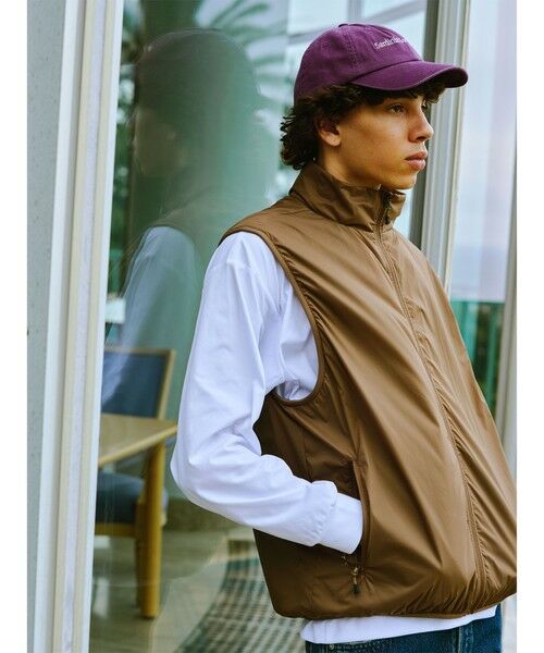green label relaxing/グリーンレーベル リラクシング 【別注】<DAIWA>PERTEX スタンドネック ベスト DK. BROWN M green label relaxing/グリーンレーベル リラクシング 【別注】<DAIWA>PERTEX スタンドネック ベスト DK. BROWN M