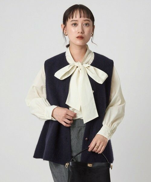 green label relaxing / グリーンレーベル リラクシング シャツ・ブラウス | ボウタイ ギャザー ブラウス | 詳細1