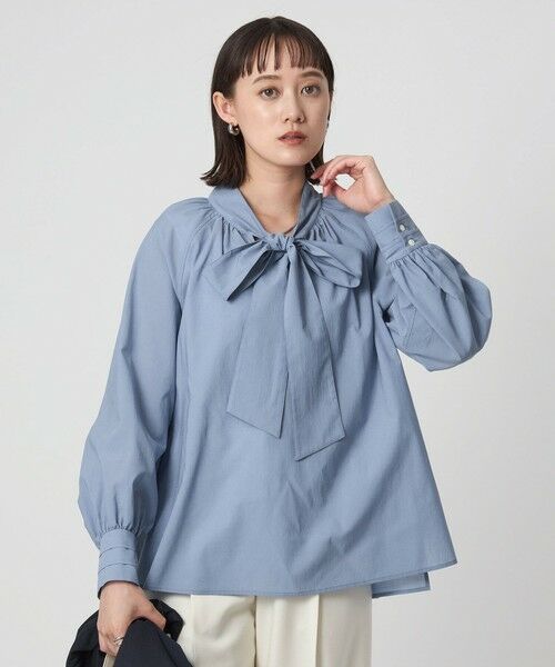 green label relaxing/グリーンレーベル リラクシング ボウタイ ギャザー ブラウス LT. BLUE FREE green label relaxing/グリーンレーベル リラクシング ボウタイ ギャザー ブラウス LT. BLUE FREE