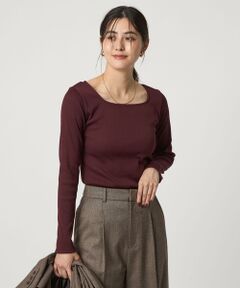 green label relaxing / グリーンレーベル リラクシング カットソー | ブライトリブ スクエアネック ロングスリーブ カットソー 制菌