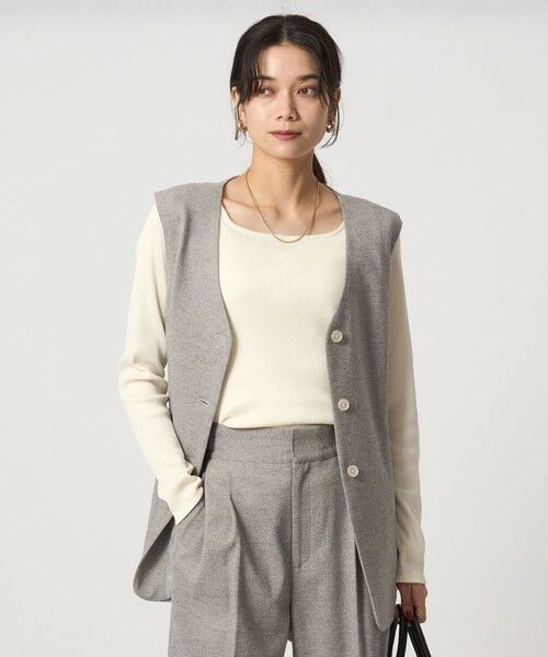 green label relaxing / グリーンレーベル リラクシング カットソー | ブライトリブ スクエアネック ロングスリーブ カットソー 制菌 | 詳細3