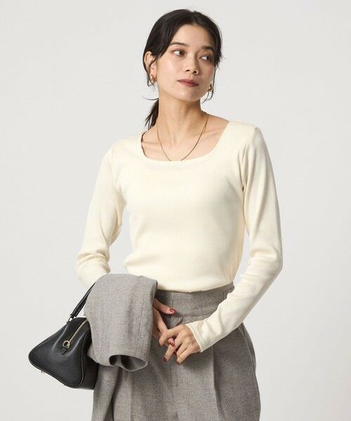 green label relaxing / グリーンレーベル リラクシング カットソー | ブライトリブ スクエアネック ロングスリーブ カットソー 制菌 | 詳細4