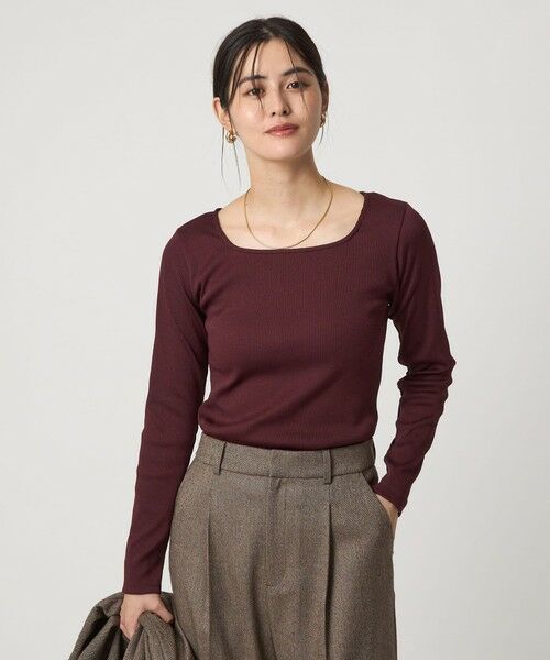 green label relaxing / グリーンレーベル リラクシング カットソー | ブライトリブ スクエアネック ロングスリーブ カットソー 制菌 | 詳細10