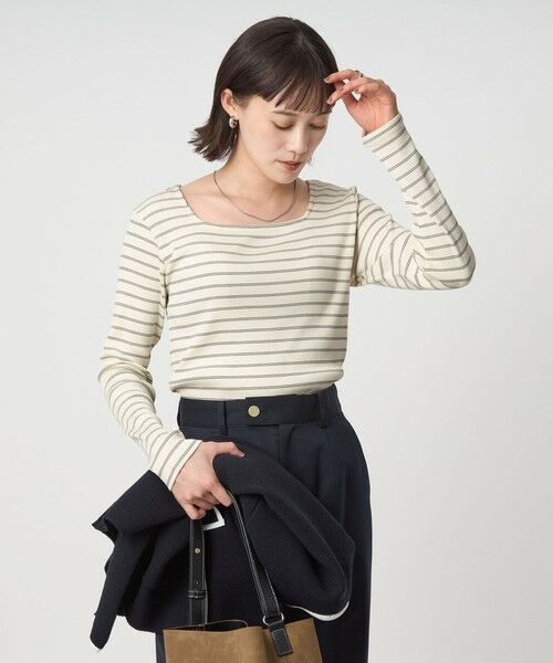 green label relaxing / グリーンレーベル リラクシング カットソー | ブライトリブ スクエアネック ロングスリーブ カットソー 制菌 | 詳細25