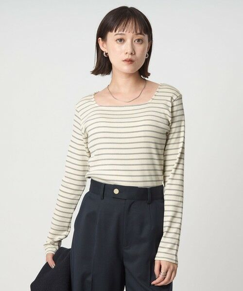 green label relaxing / グリーンレーベル リラクシング カットソー | ブライトリブ スクエアネック ロングスリーブ カットソー 制菌 | 詳細26