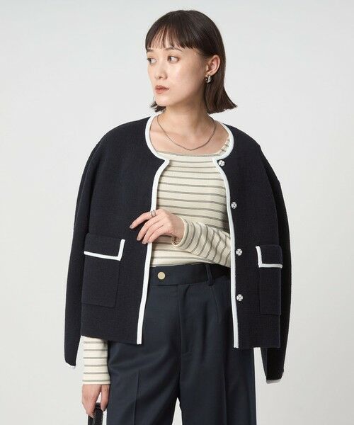 green label relaxing/グリーンレーベル リラクシング ブライトリブ スクエアネック ロングスリーブ カットソー 制菌 その他1 FREE