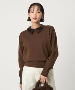 green label relaxing / グリーンレーベル リラクシング ニット・セーター | ベロア エリ 2WAY ニット プルオーバー ウォッシャブル