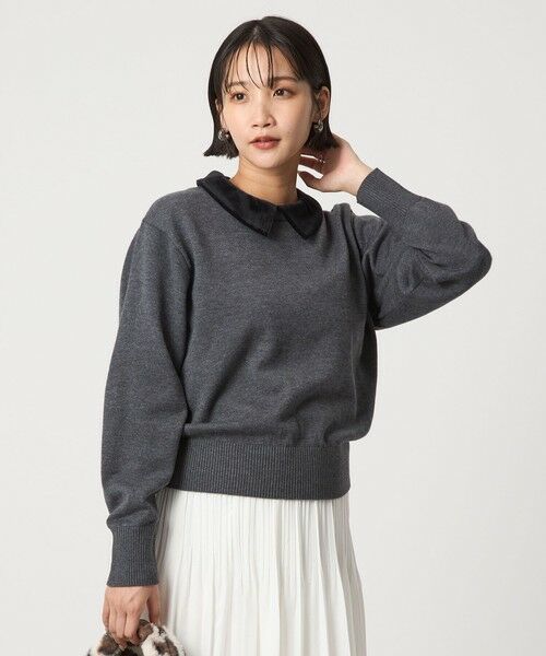 green label relaxing / グリーンレーベル リラクシング ニット・セーター | ベロア エリ 2WAY ニット プルオーバー ウォッシャブル | 詳細1