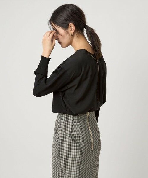 green label relaxing/グリーンレーベル リラクシング チャーム付き ドッキング ロングスリーブ プルオーバー ニット BLACK FREE