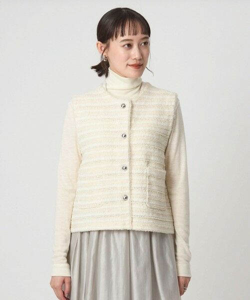 green label relaxing / グリーンレーベル リラクシング ベスト | ミックスツイードライク ニット ジレ ベスト | 詳細5