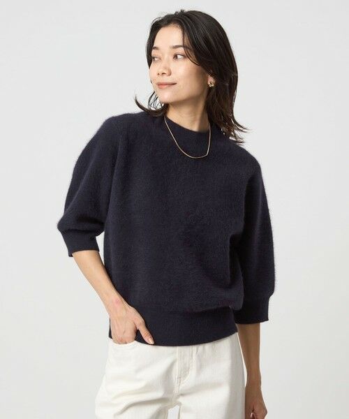 green label relaxing/グリーンレーベル リラクシング FOXブレンド ハーフスリーブ プルオーバー ニット NAVY FREE green label relaxing/グリーンレーベル リラクシング FOXブレンド ハーフスリーブ プルオーバー ニット NAVY FREE